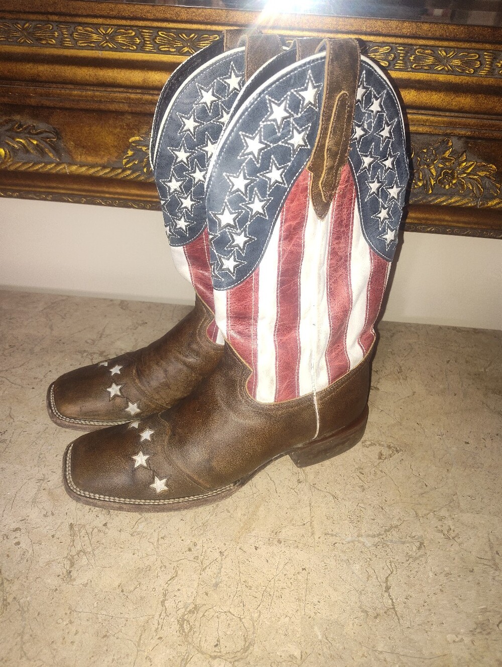 JB Dillon Reserve Old Glory Men's Brown Leather Cowboy Boots Of
